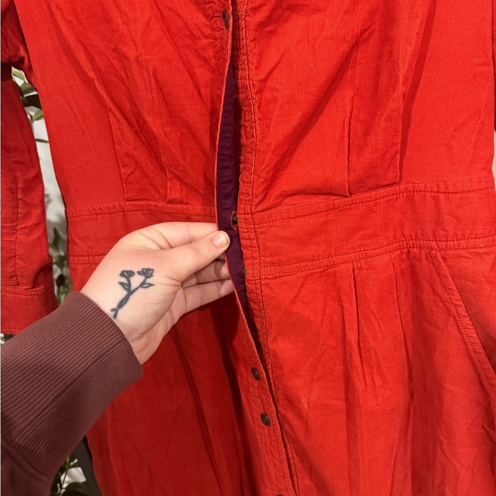 Anthropology Maeve Anaheim Orange Button up shirt dress, size 6 100% cotton - Picture 7 of 14